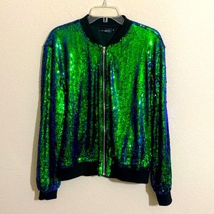 Sequin Performance Jacket - Green and Blue